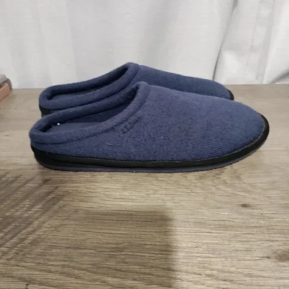 Bean Men's Sweater Fleece Scuffs Slippers Size 11 Blue